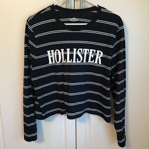 Hollister Navy Blue Striped Long Sleeve Top